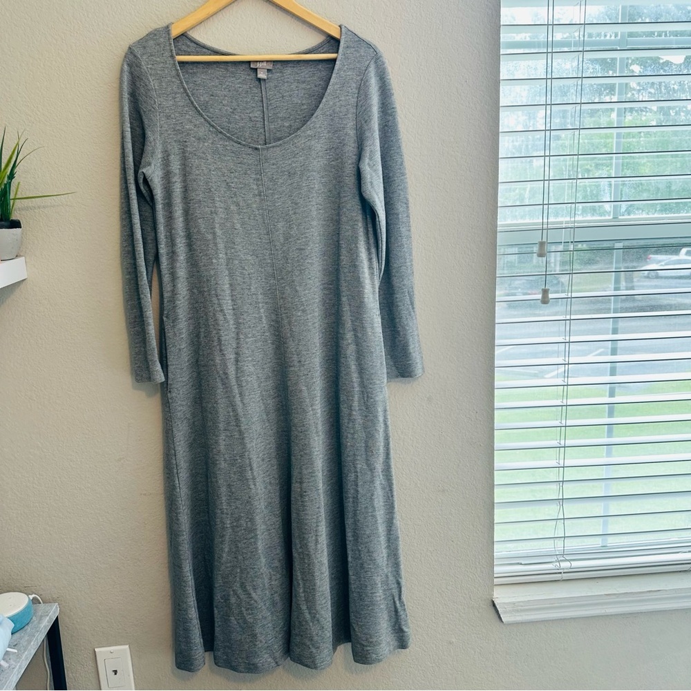 J. Jill Wool Blend Maxi Dress Womens Size Medium Gray Minimalist Modest Casual - Picture 3 of 13